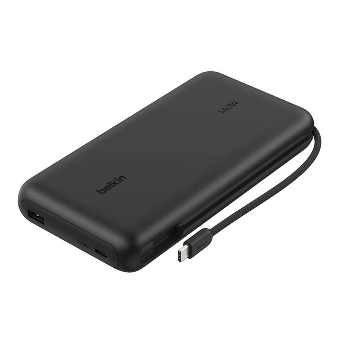 Акумулятор портативний літій-іонний Power Bank Belkin 25000мА·год, 158Вт, з інтегрованим кабелем USB