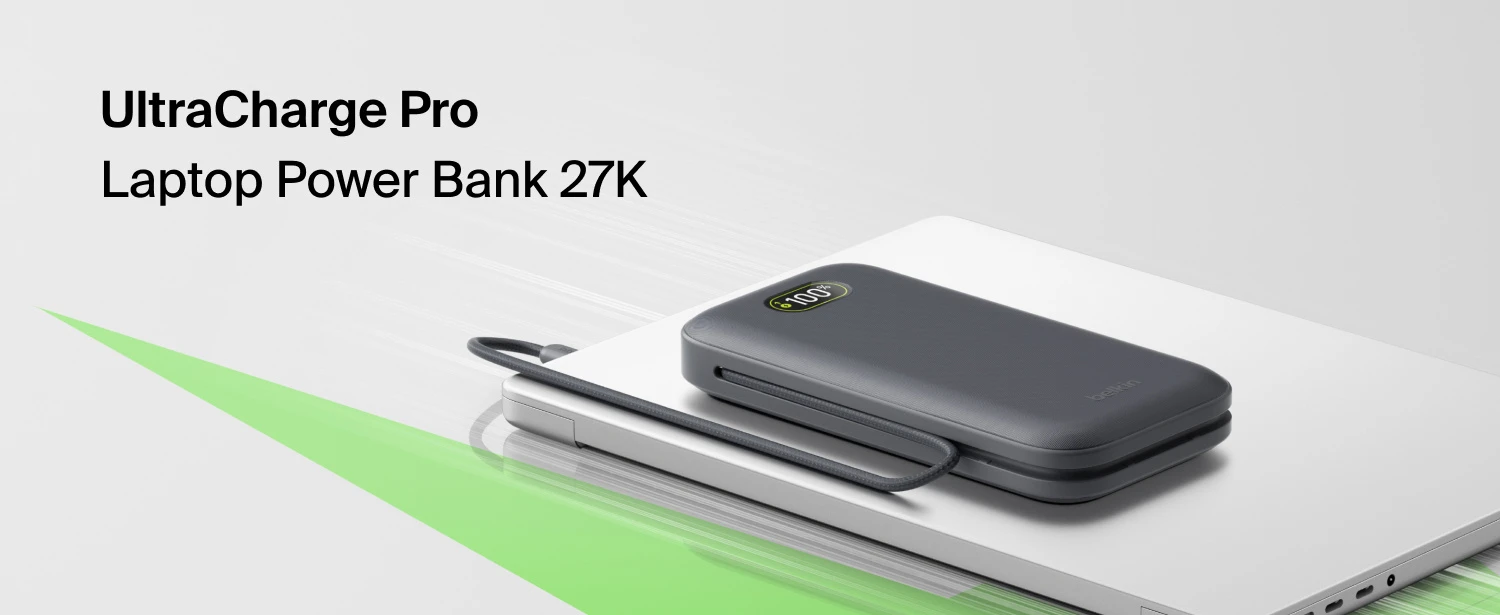Акумулятор портативний літій-іонний Power Bank Belkin 27000мА·год, 240Вт, з інтегрованим кабелем USB - 2