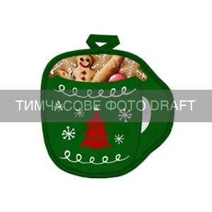 Прихватка ARDESTO Christmas Green Mug 20х20см, 100% поліестер (верх), 100% бавовна (низ), зелений