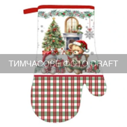 Рукавичка ARDESTO Christmas Bears 18х30см, 100% поліестер (верх), 100% бавовна (низ), зелений - 2