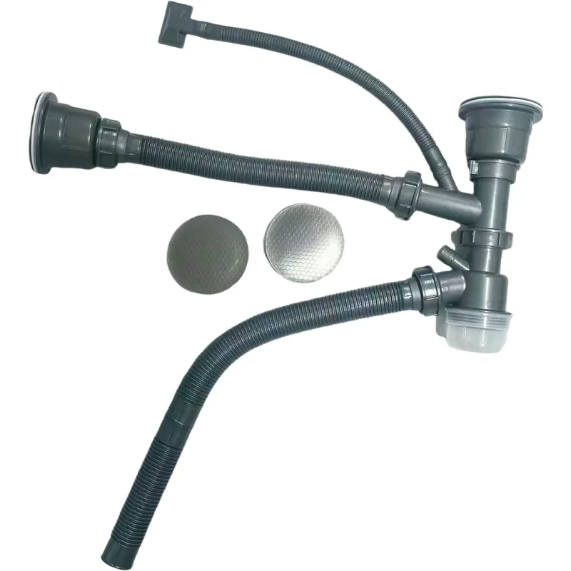 Сифон для кухонного миття подвійний ZERIX SK-06-A 3 1/2"x40 DECOR SS COLOR (колір нержавійка) (ZX620