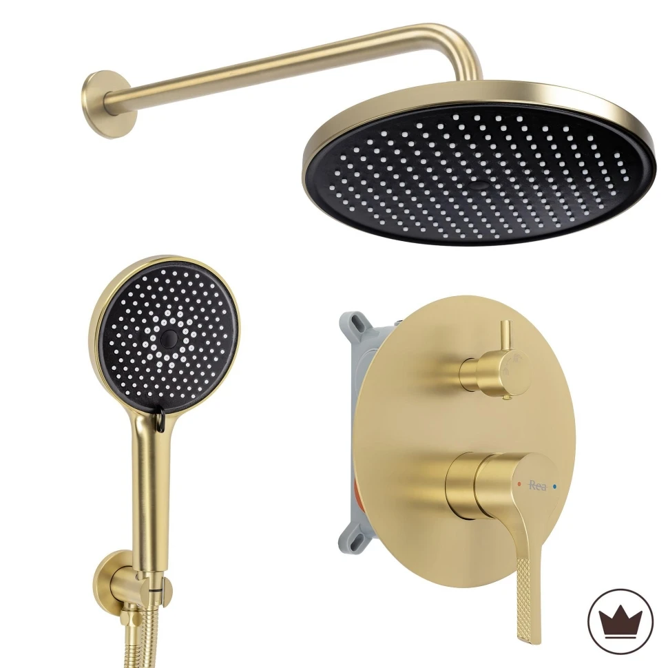 душова система Rea Maxim прихованого монтажу, brushed gold +BOX (REA-P7066) - 2