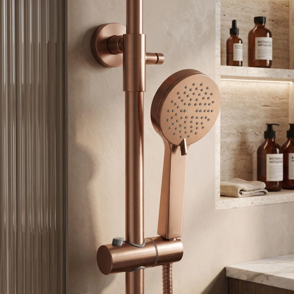 душова система Rea Parot Light з термостатом brushed copper (REA-P9672) - 2