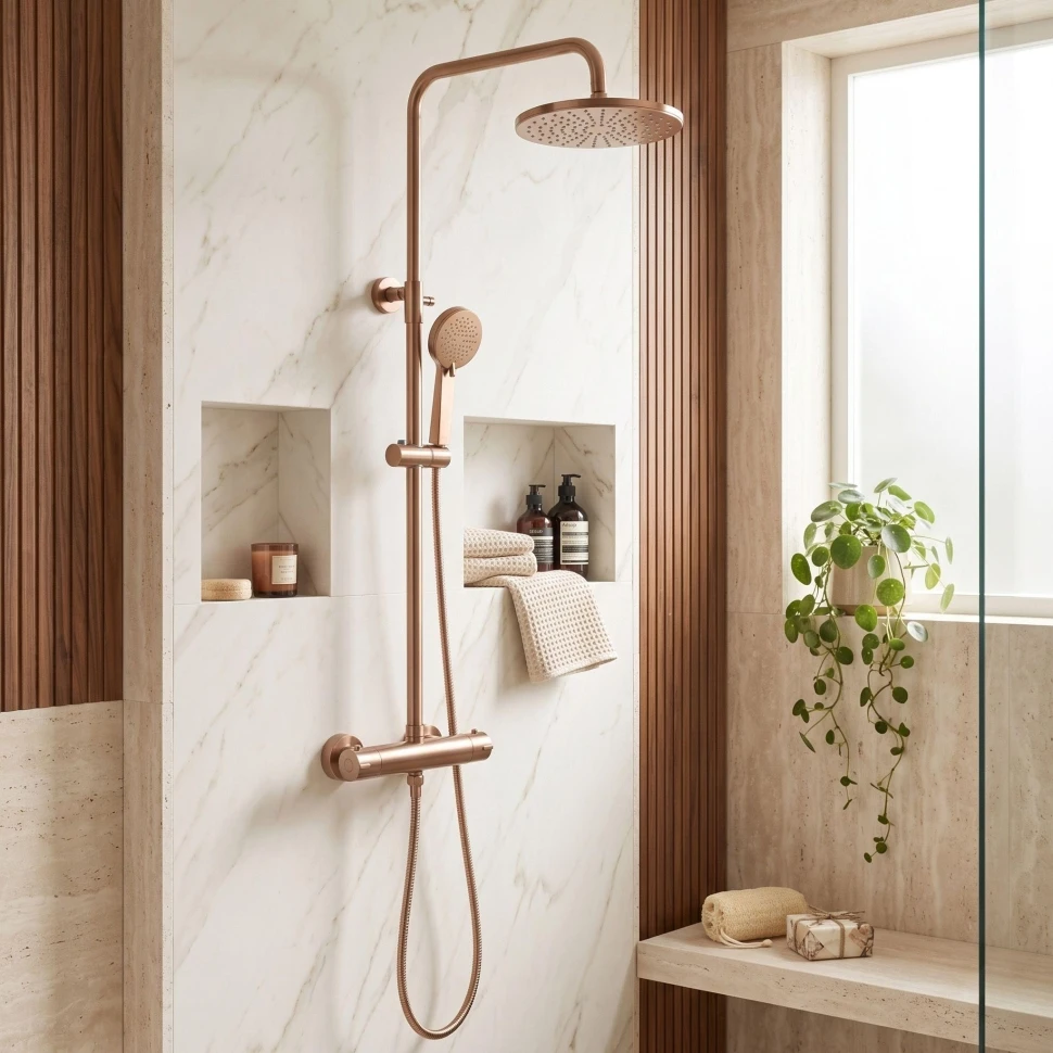 душова система Rea Parot Light з термостатом brushed copper (REA-P9672)
