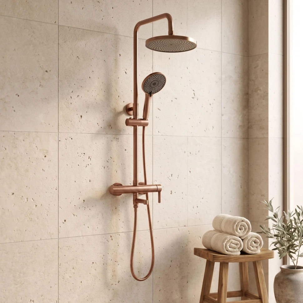 душова система з виливом Rea Arcos brushed copper (REA-P8715)