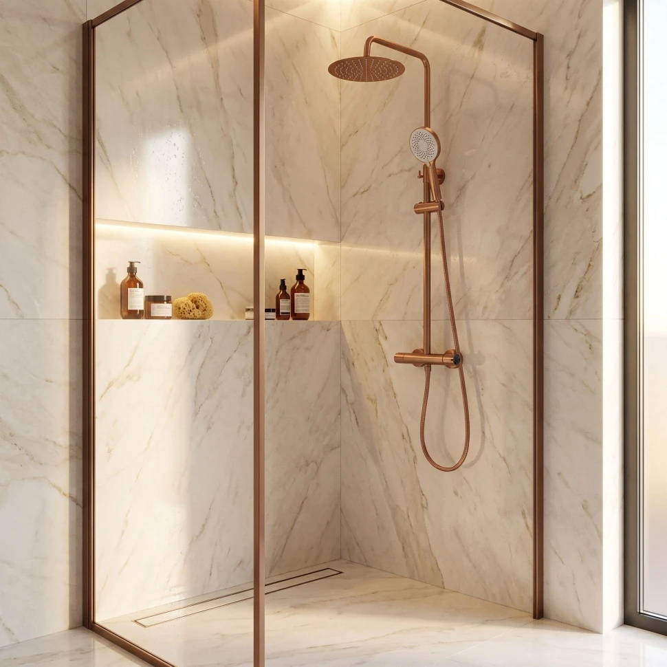 душова система з виливом Rea Drop brushed copper (REA-P9670)