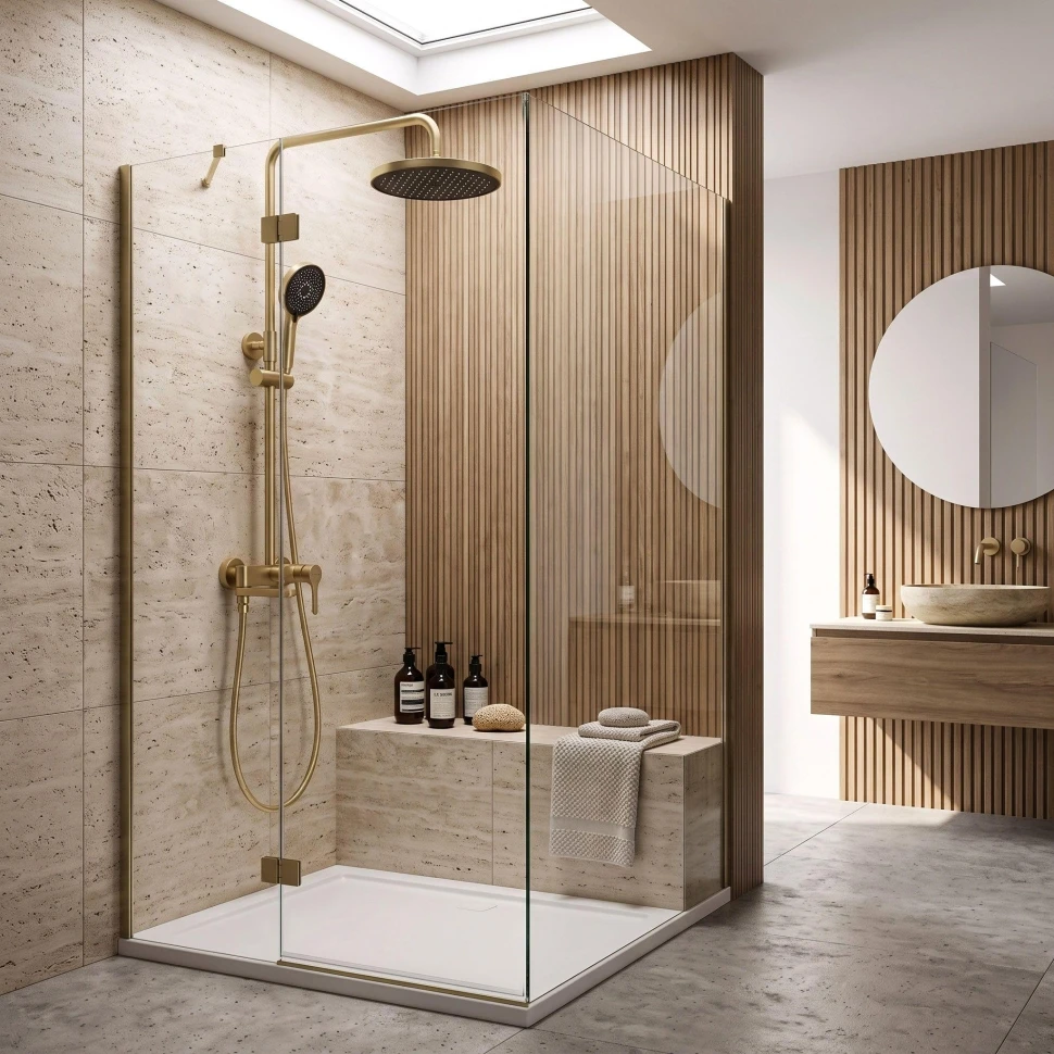 душова система з виливом Rea Maxim brushed gold (REA-P7065)