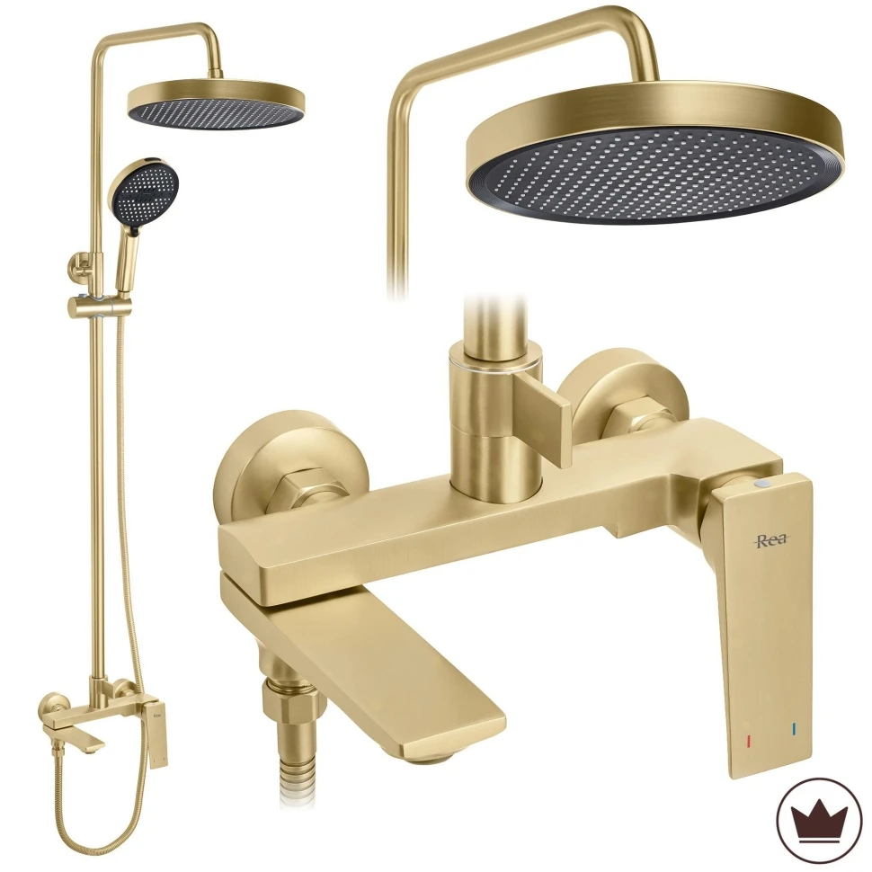 душова система з виливом Rea Prime brushed gold (REA-P7624) - 2
