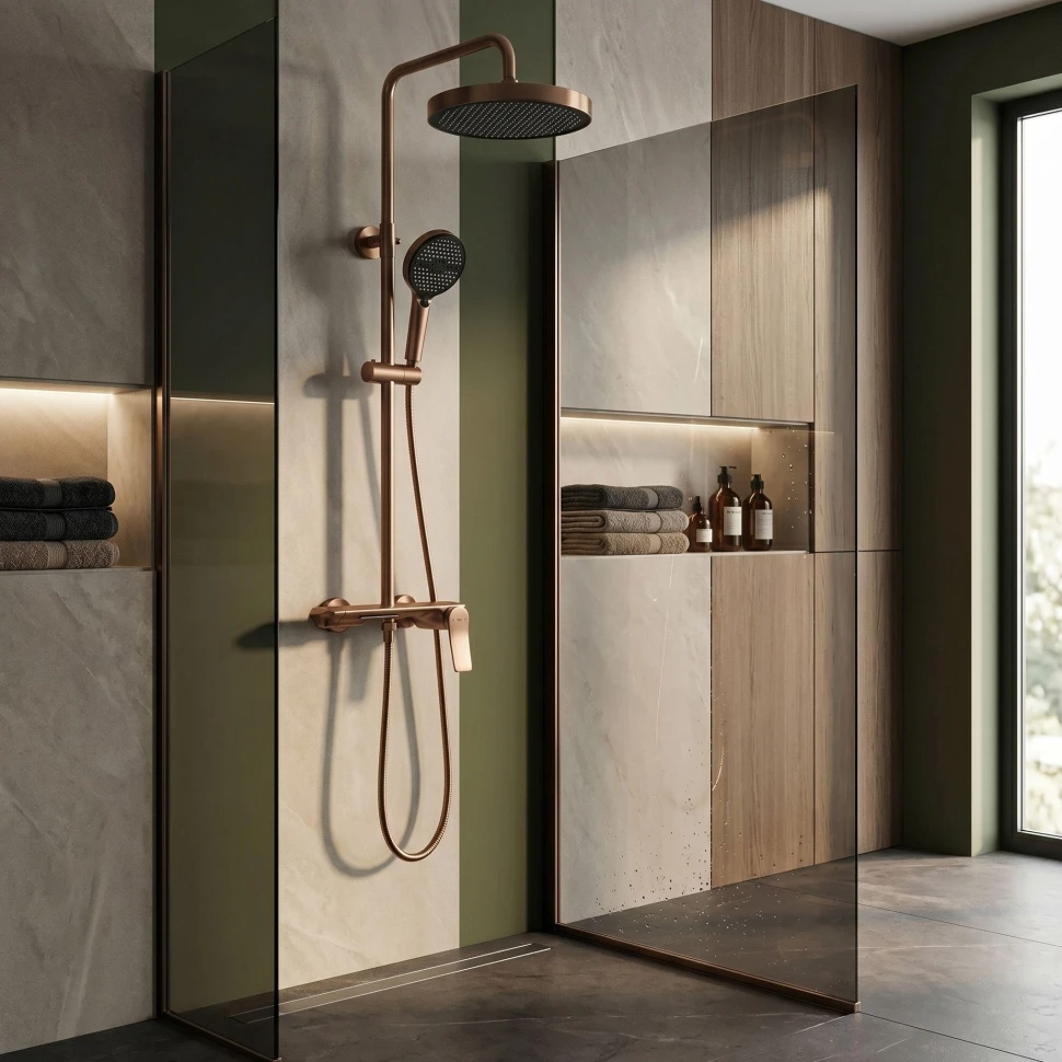 душова система з виливом Rea Vision brushed copper (REA-P9664) - 2