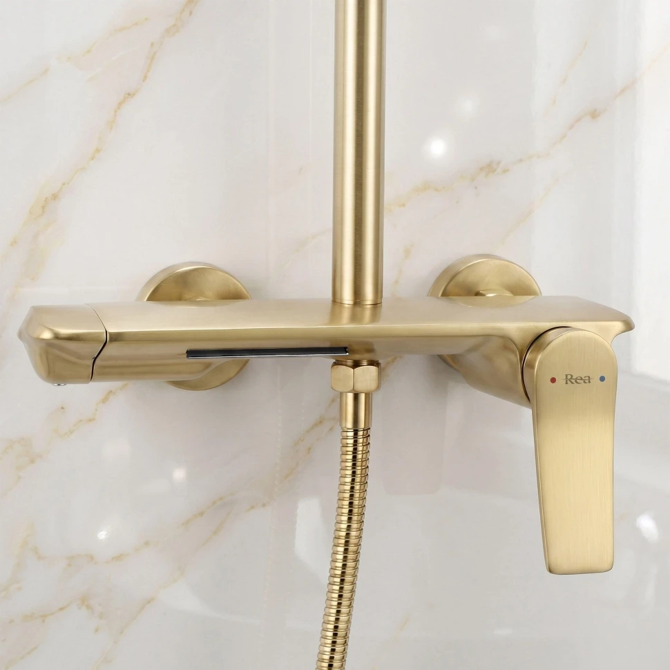 душова система з виливом Rea Vision brushed gold (REA-P9667)