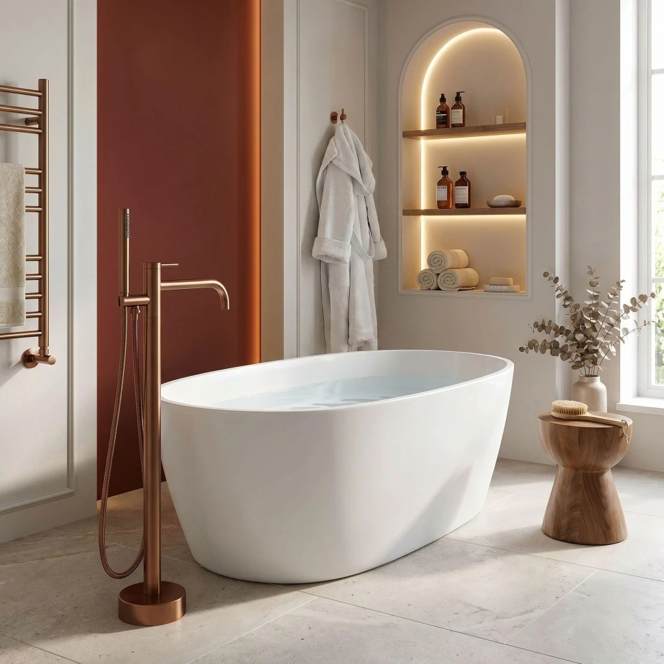 змішувач для ванни Rea Clif підлоговий brushed copper (REA-B7504)