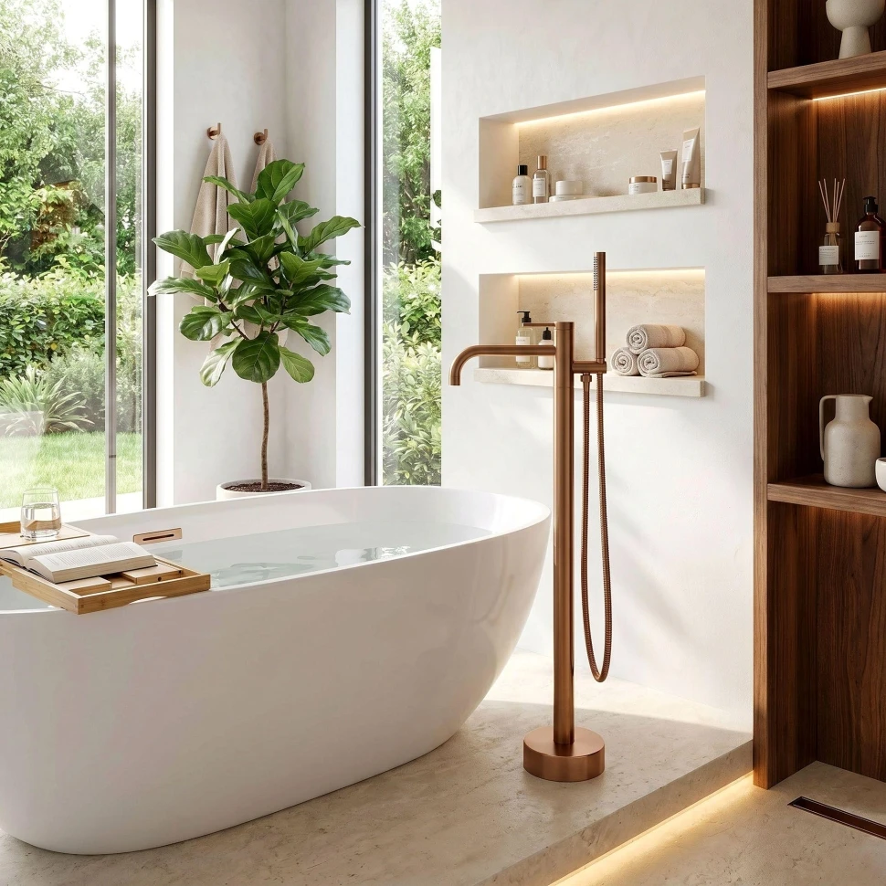змішувач для ванни Rea Clif підлоговий brushed copper (REA-B7504) - 2