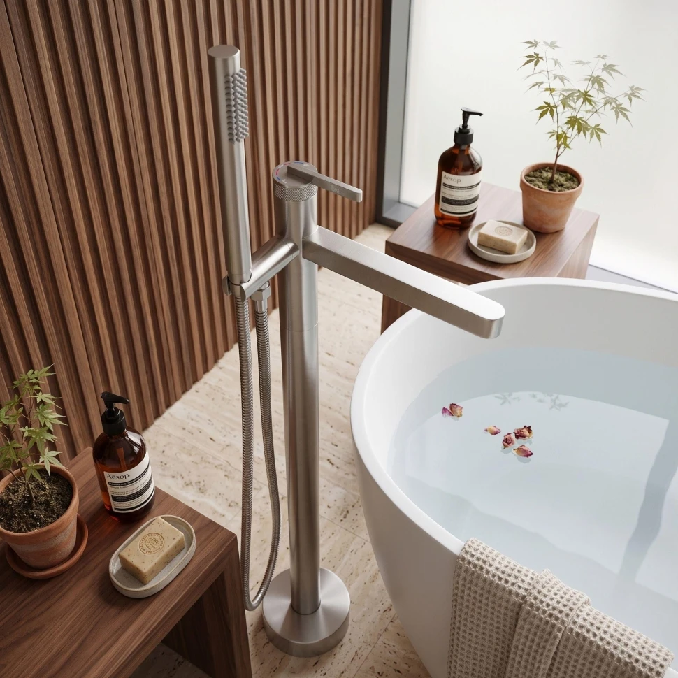 змішувач для ванни Rea Grace підлоговий brushed nickel (REA-B2238) - 2