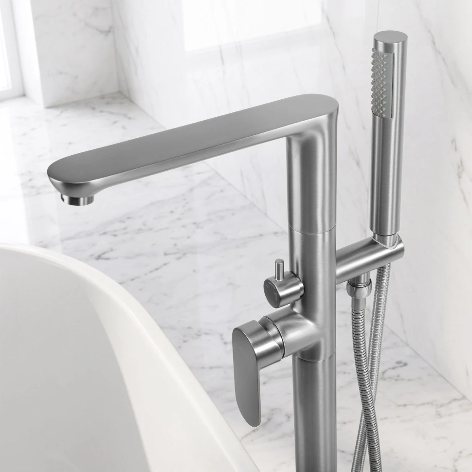 змішувач для ванни Rea Logan підлоговий brushed nickel (REA-B2222)