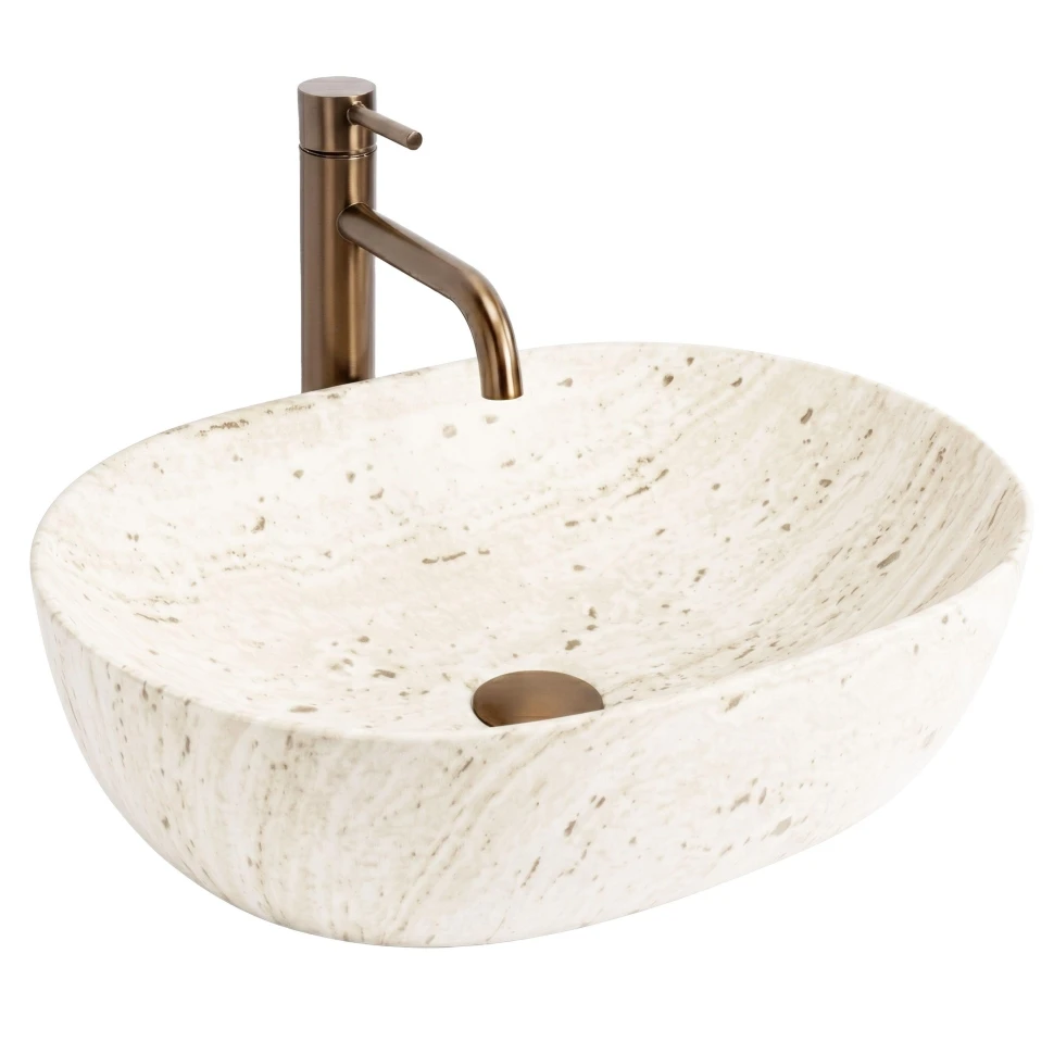 умивальник Rea Amelia 48x34,5 накладний Travertine матовий (REA-U4210) - 2