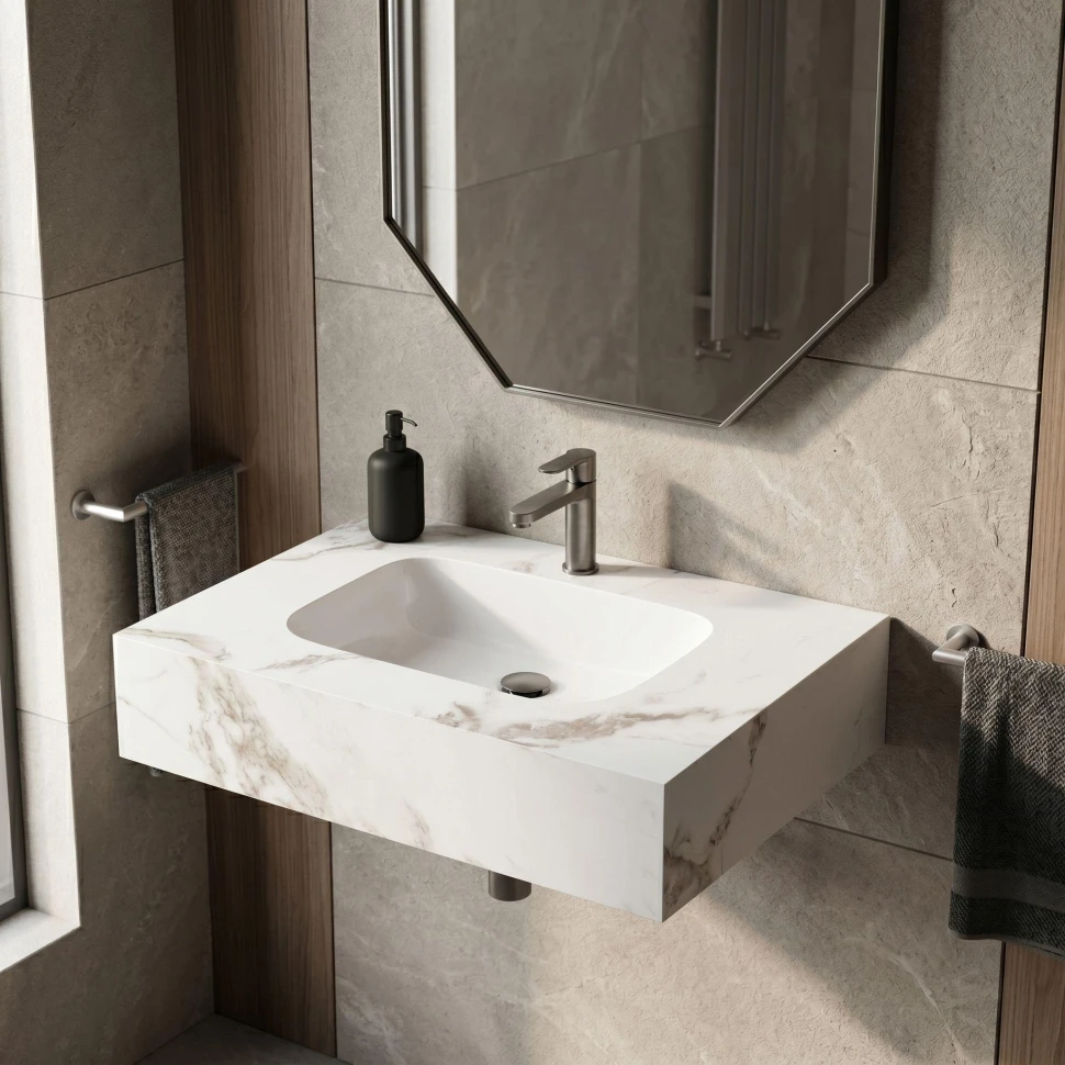 умивальник Rea Aresa 70x50 підвісний Cold Jade глянсовий (REA-U9974)