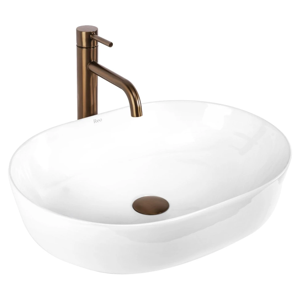 умивальник Rea Cleo 50x35 накладний white глянсовий (REA-U7881) - 2