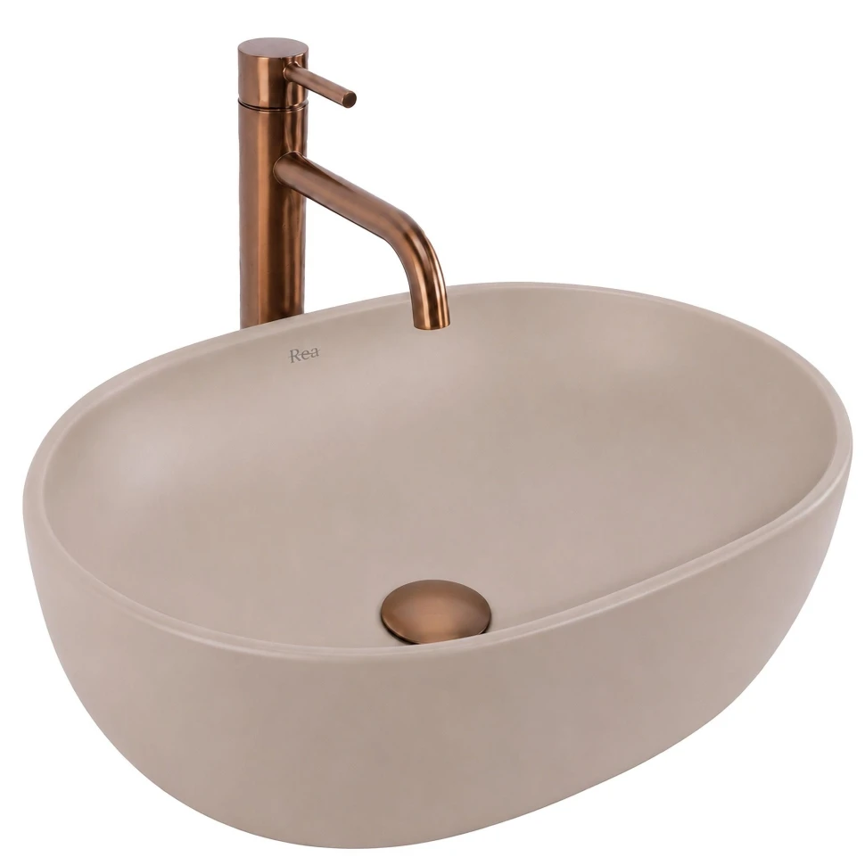 умивальник Rea Focus 48,5x34,5 накладний Taupe матовий (REA-U3228) - 2