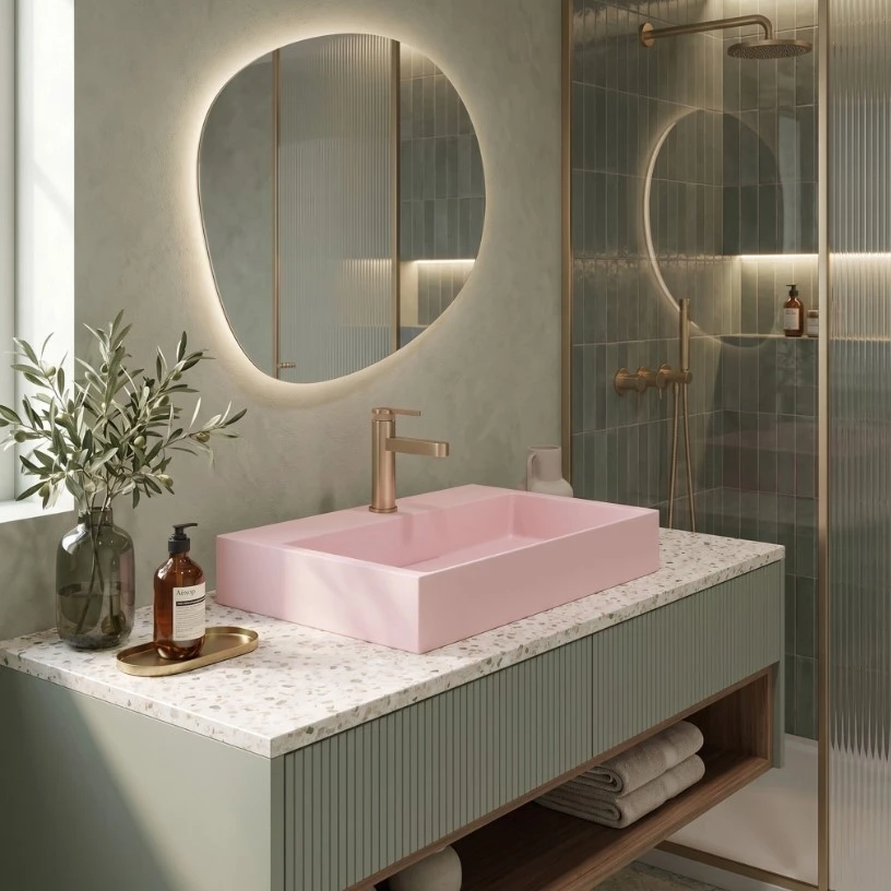 умивальник Rea Goya 37x60 pink (REA-U4411) - 2