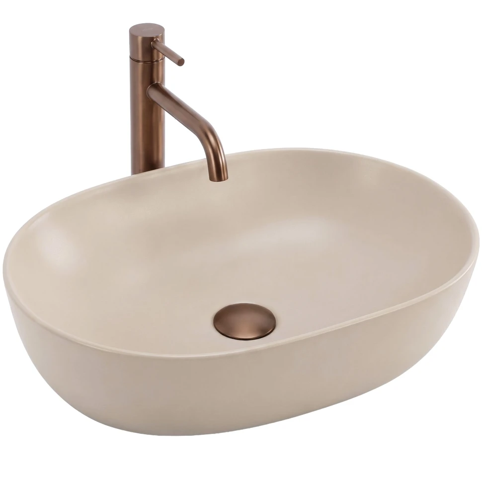 умивальник Rea Lisa 49x35 накладний Mocca матовий (REA-U7880) - 2