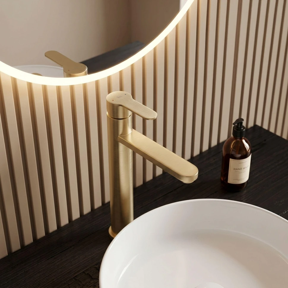 змішувач для умивальника Rea Arcos brushed gold (REA-B6972) - 2