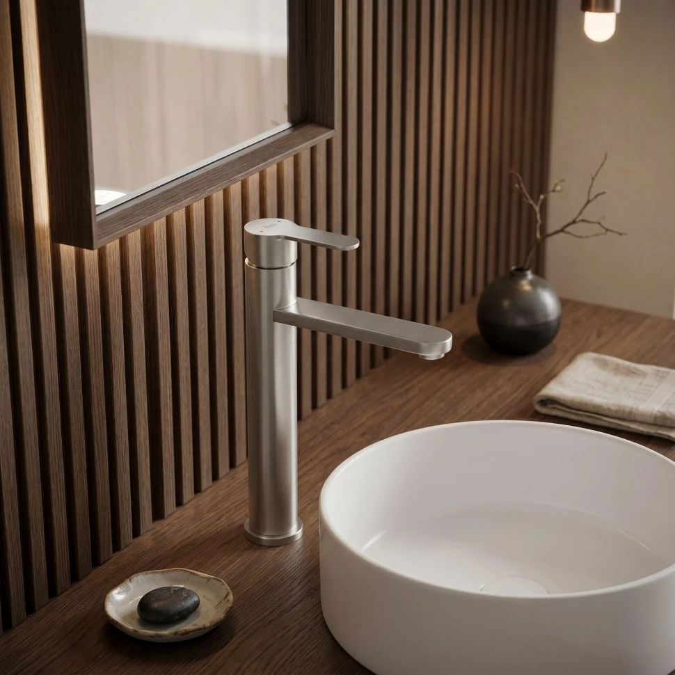 змішувач для умивальника Rea Arcos brushed nickel (REA-B6966)