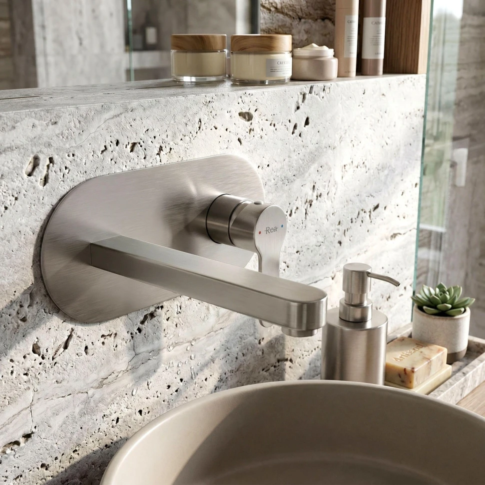 змішувач для умивальника Rea Arcos прихованого монтажу brushed nickel (REA-B6973)