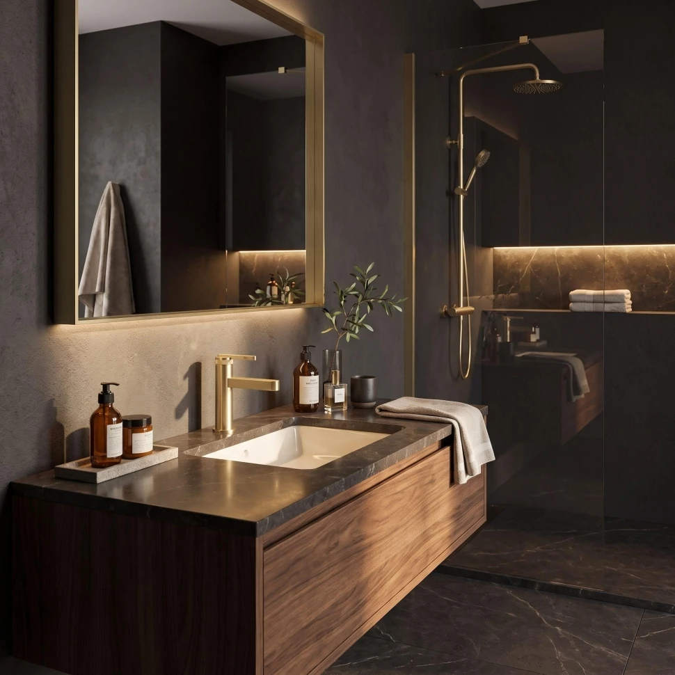 змішувач для умивальника Rea Grace brushed gold (REA-B8932)