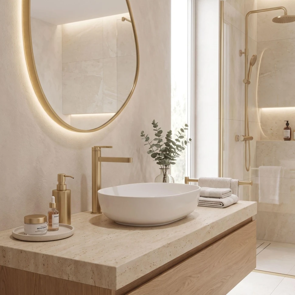 змішувач для умивальника Rea Grace High brushed gold (REA-B8939) - 2