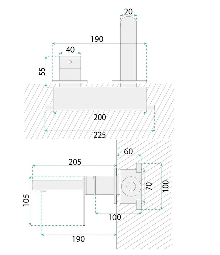 змішувач для умивальника Rea Grace прихованого монтажу  brushed copper (REA-B4463)