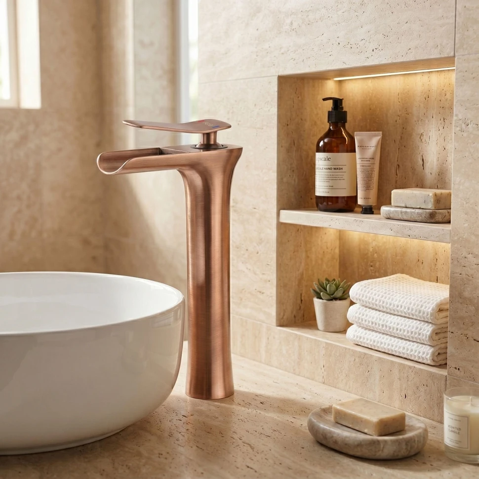 змішувач для умивальника Rea Laguna high brushed copper (REA-B8121)