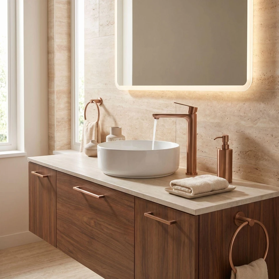 змішувач для умивальника Rea Logan brushed copper (REA-B6670)