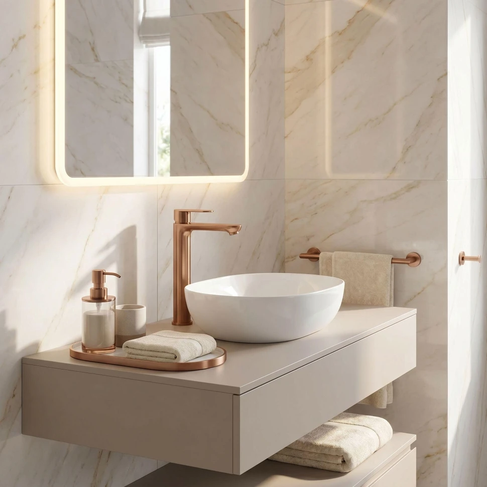 змішувач для умивальника Rea Logan brushed copper (REA-B6670) - 2
