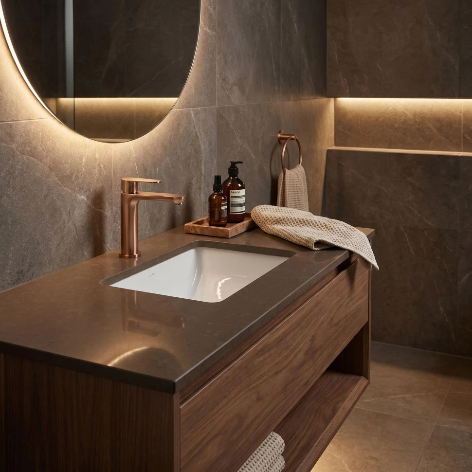 змішувач для умивальника Rea Logan brushed copper (REA-B6696)
