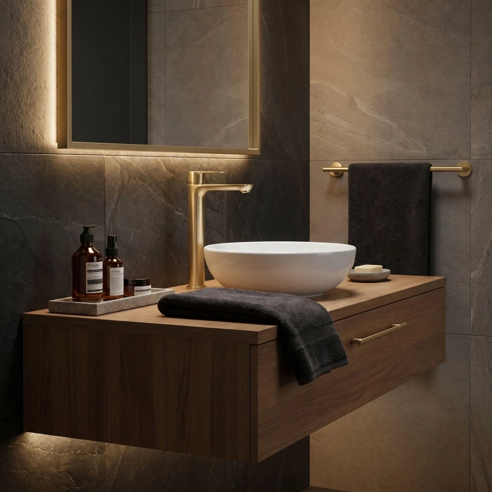 змішувач для умивальника Rea Logan brushed gold (REA-B6671)