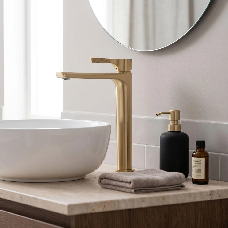 змішувач для умивальника Rea Maxim Premium brushed gold (REA-B8951) - 2