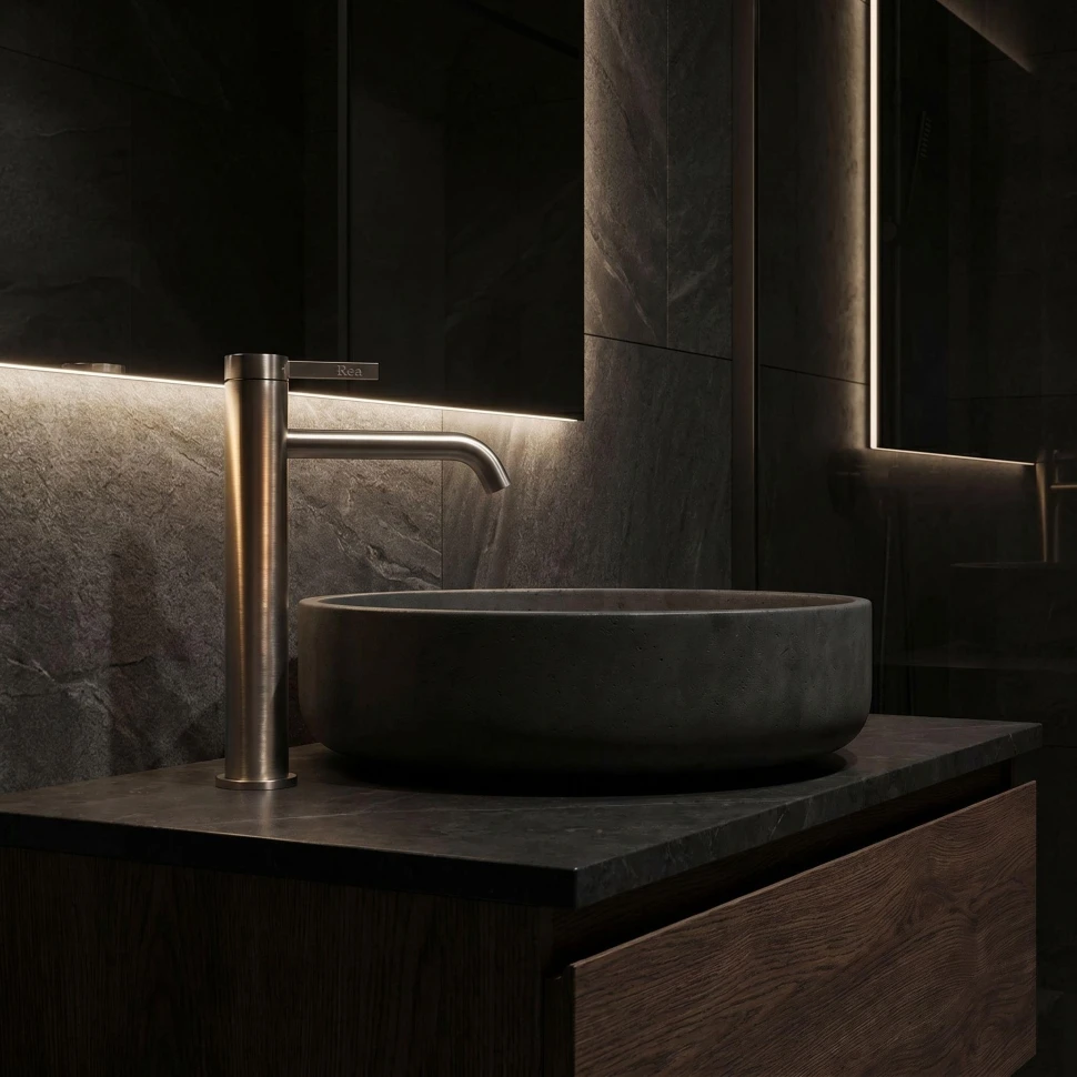 змішувач для умивальника Rea Rivo brushed nickel (REA-B6538)