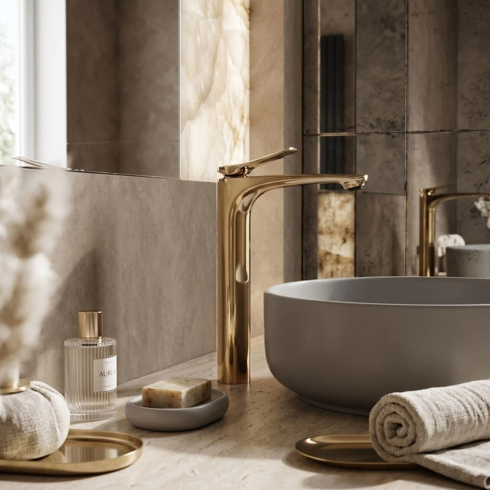 змішувач для умивальника Rea Vision Premium High Gold (REA-B8944)