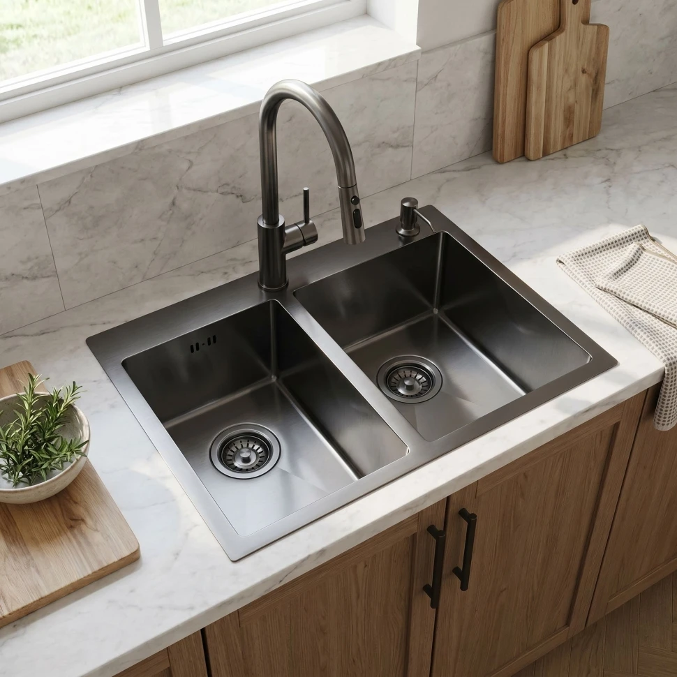 кухонна мийка Rea Toby 56x48 із сифоном black (ZLE-06414) - 2