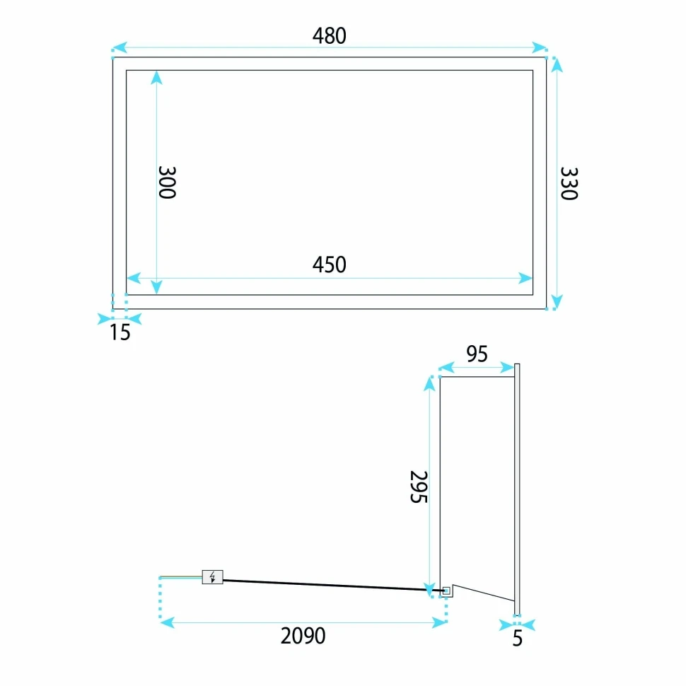 полиця для ванної кімнати Rea 30x45x10 вбудована в стіну з LED підсвічуванням brush copper (REA-0856