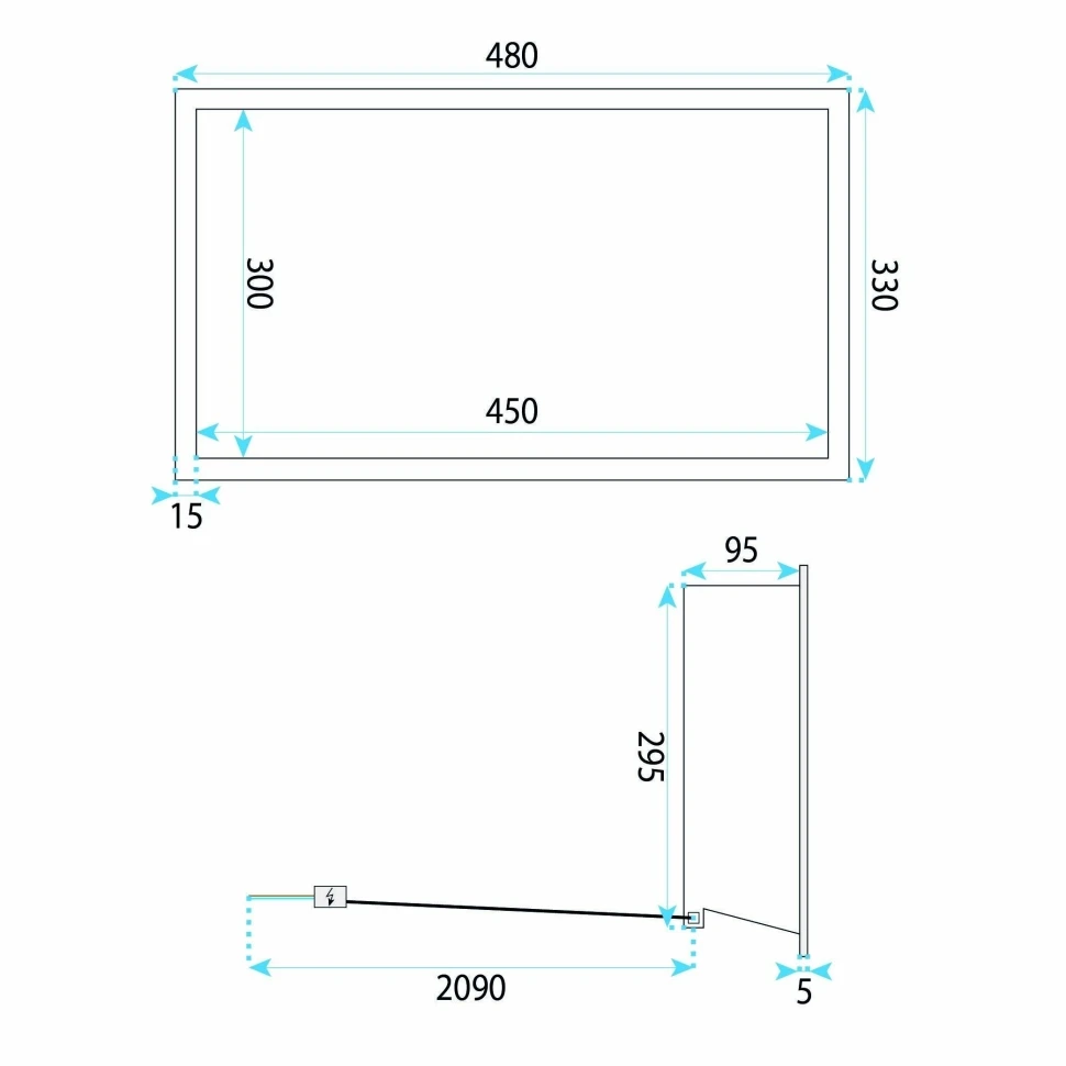 полиця для ванної кімнати Rea 30x45x10 вбудована в стіну з LED підсвічуванням tytan (REA-08566)