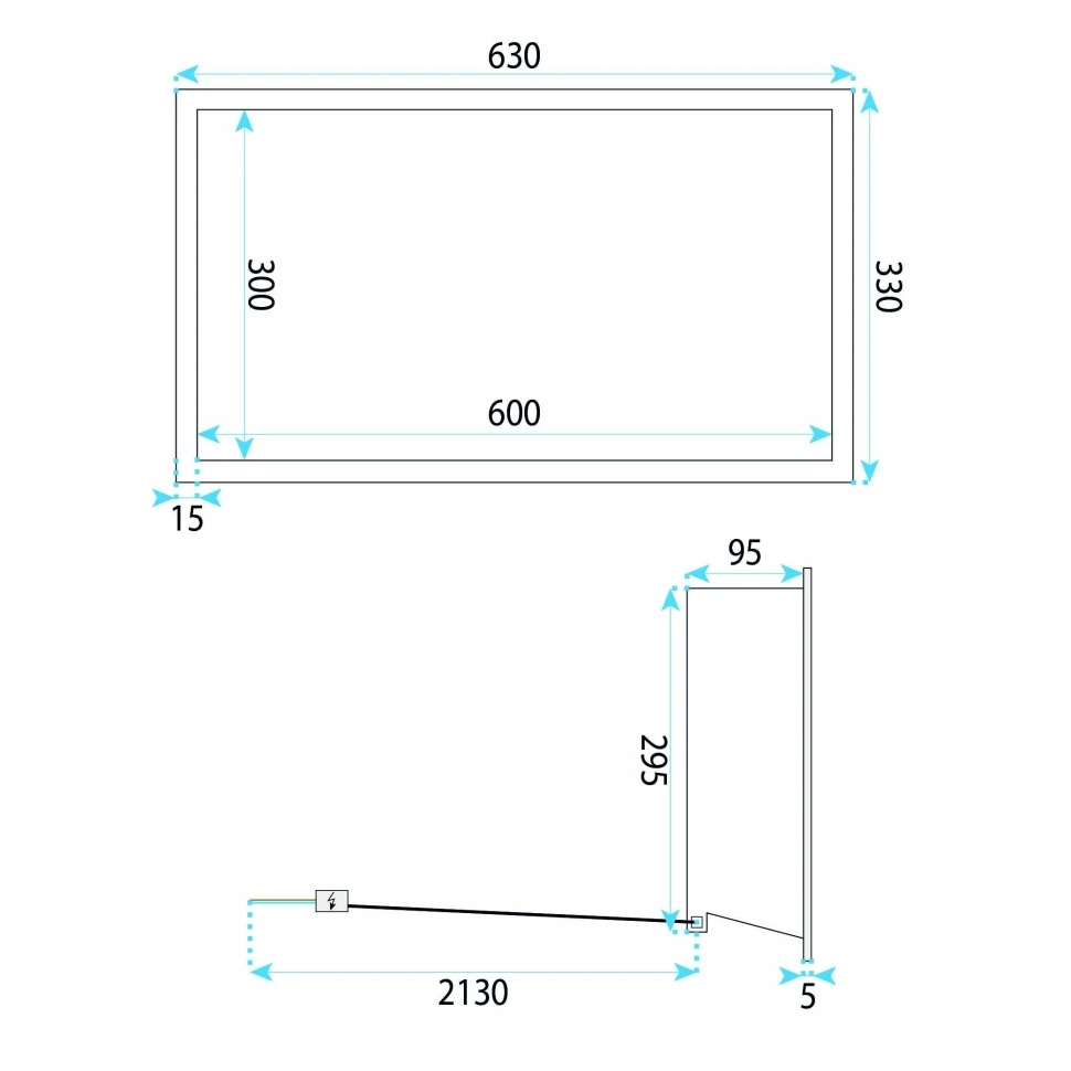 полиця для ванної кімнати Rea 30x60x10 вбудована в стіну з LED підсвічуванням brush copper (REA-0856