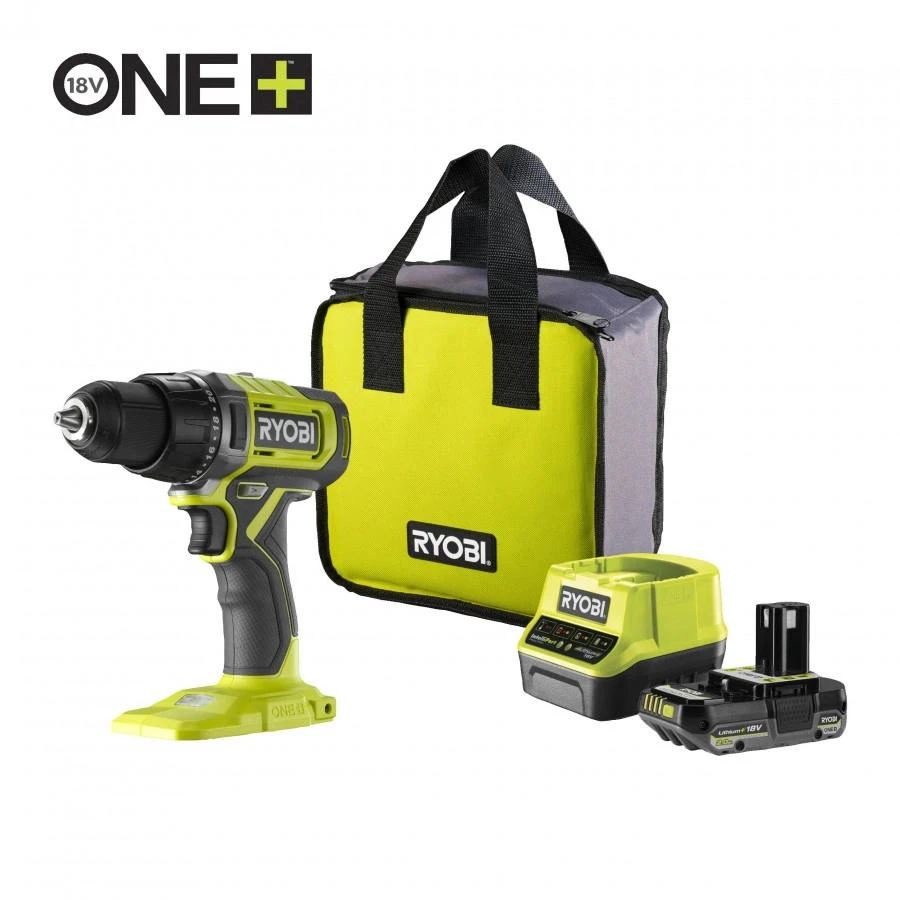 Шурупокрут-дриль акумуляторний Ryobi ONE+ RDD18-1C20S 18В 1х2А·год ЗП 52Нм 450·1750об/хв 1.1кг сумка