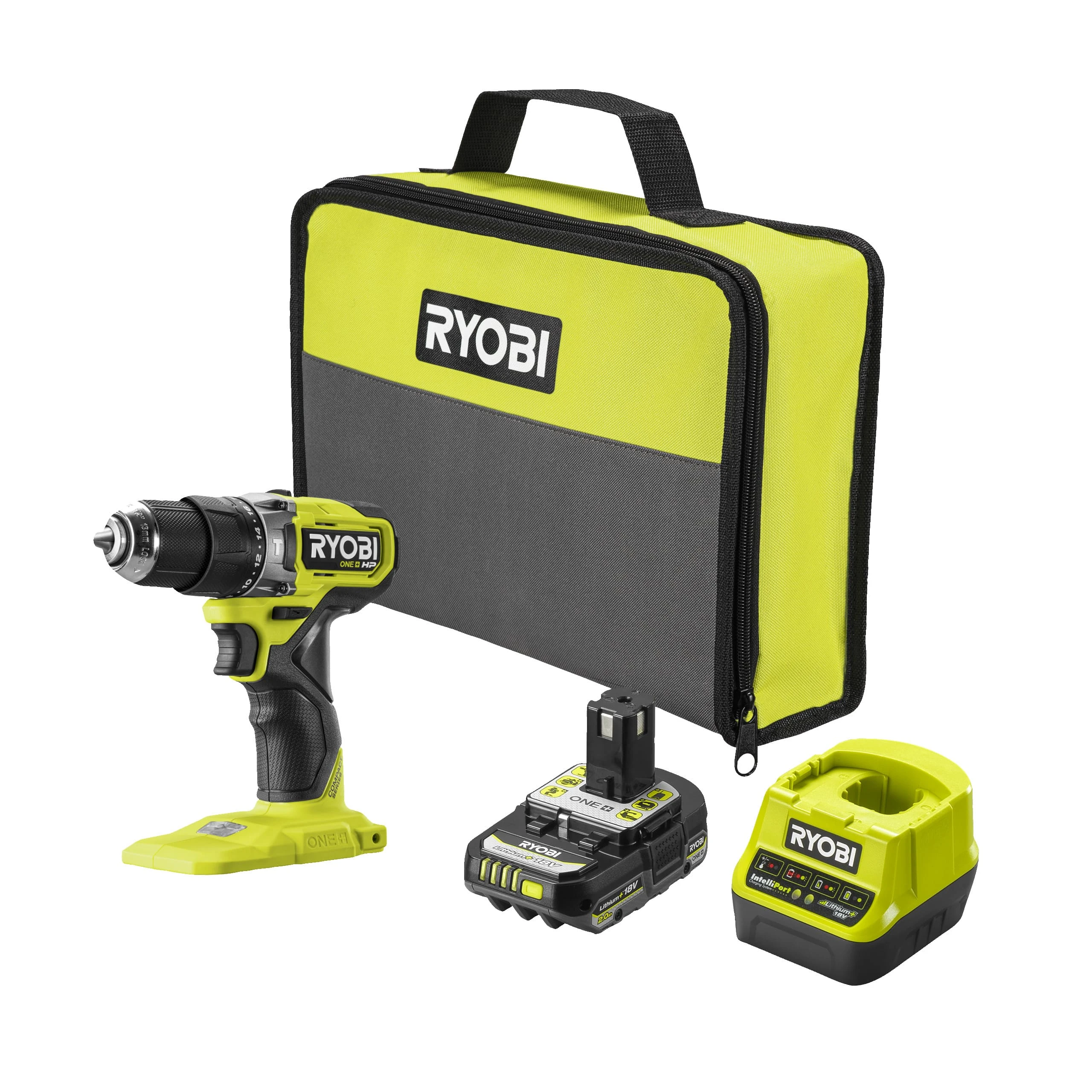 Шурупокрут-дриль акумуляторний Ryobi ONE+ HP RPD18C1-1C20G 18В 1х2А·год ЗП 60Нм 450·1700об/хв 0.95кг