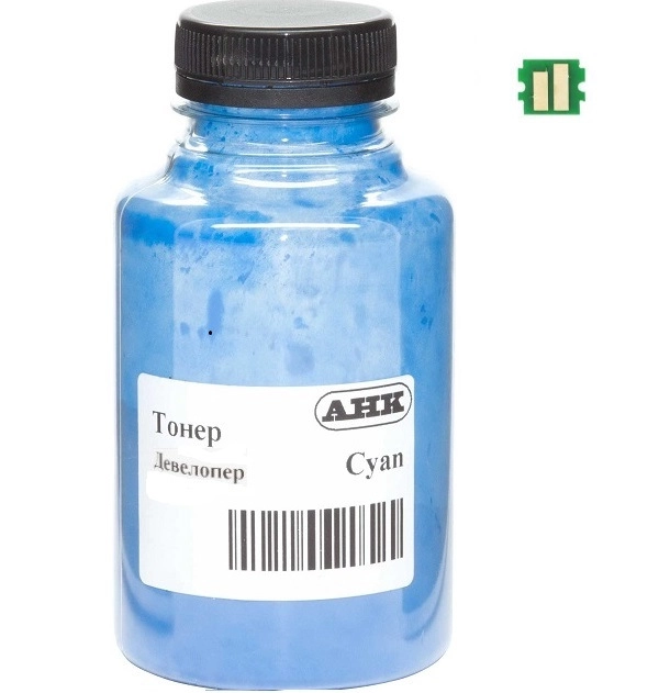 Тонер + чип АНК для Kyocera Ecosys PA 2600/MA2600, TK-5490 бутль 70г Cyan (50000632)
