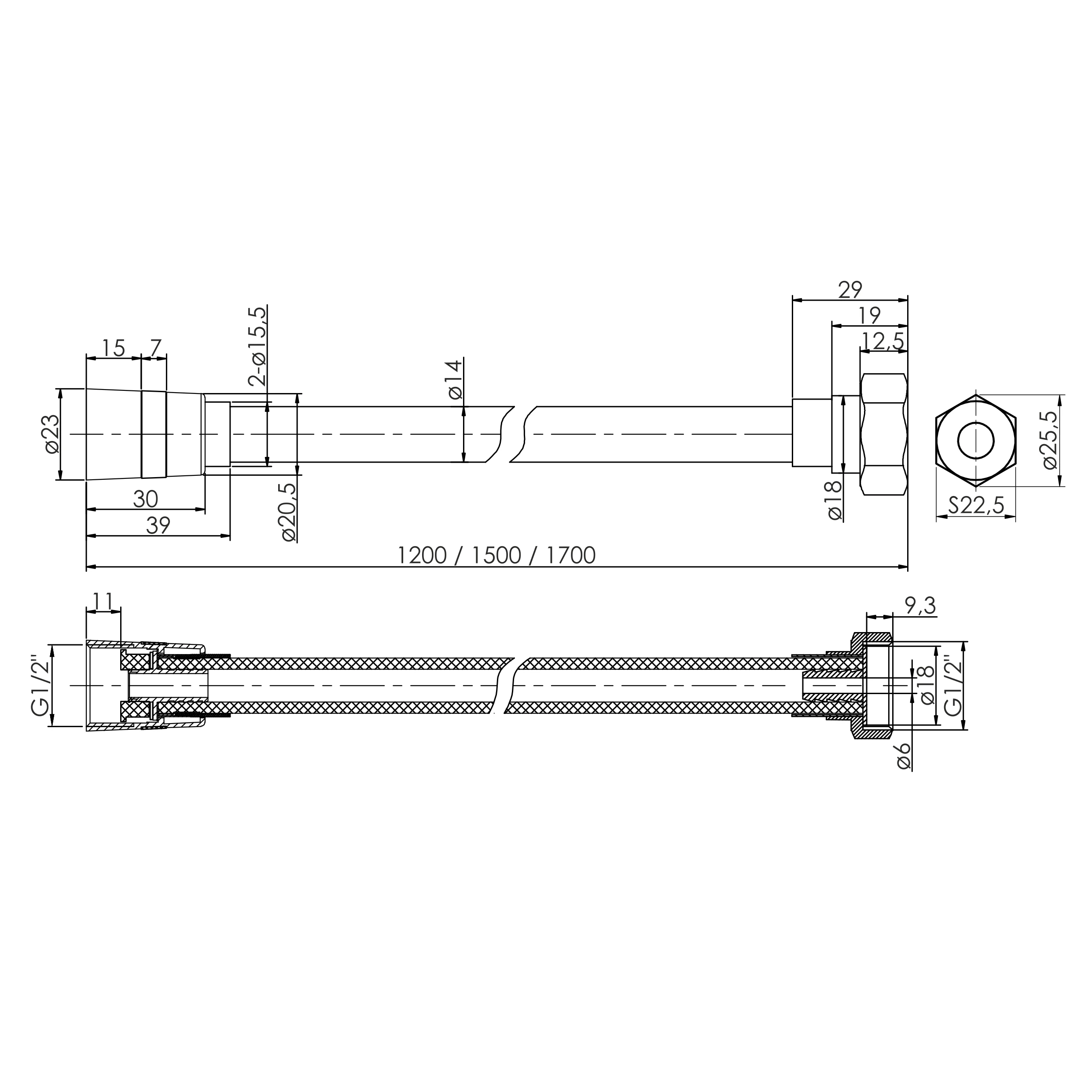 IMPRESE шланг для душу, PVC, 1700 мм, anti-twist - 2