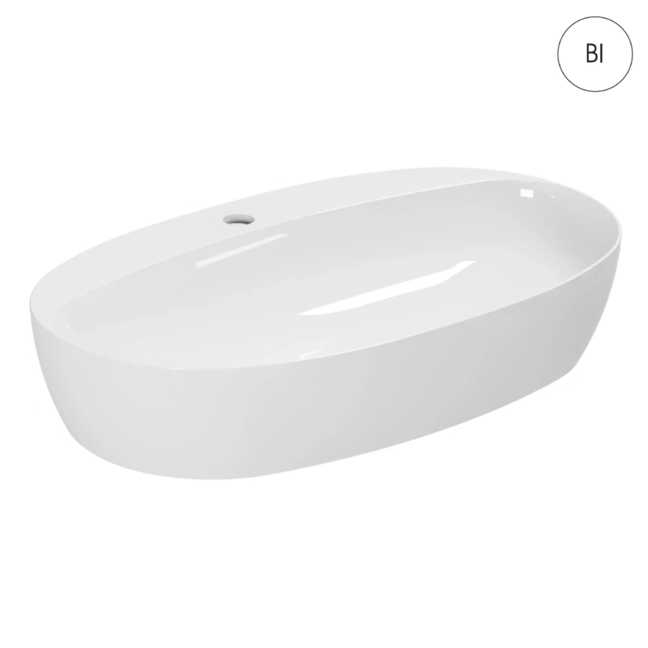 ELEGANCE CIRCLE Умывальник накладной 70*42 см, с отверстием под смеситель, цвет белый глянец