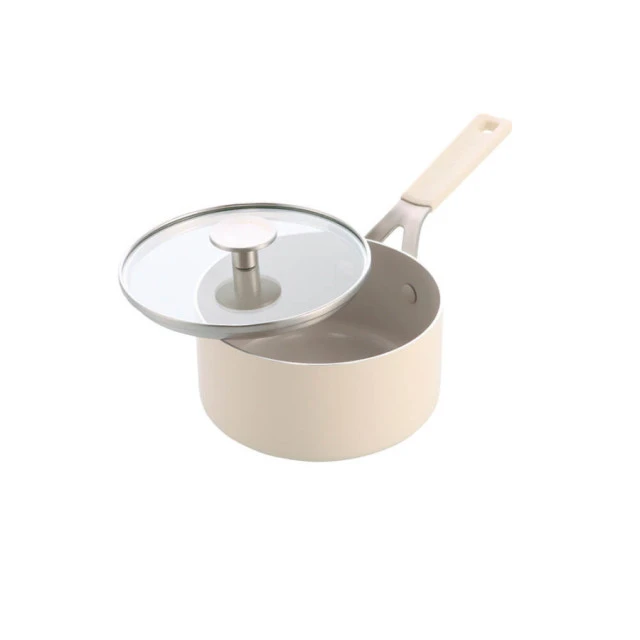 Ківш з кришкою KitchenAid АС, 16 см, 1,58 л, з керамічним покриттям, кремовий