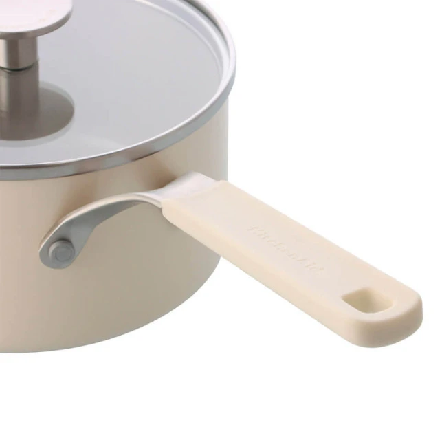 Ківш з кришкою KitchenAid АС, 16 см, 1,58 л, з керамічним покриттям, кремовий - 2