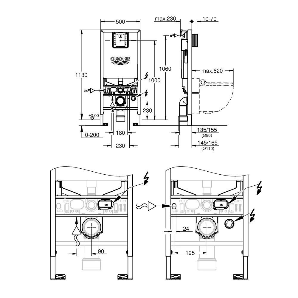 Инсталляция GROHE Rapid SL 39598000 для унитаза - 2